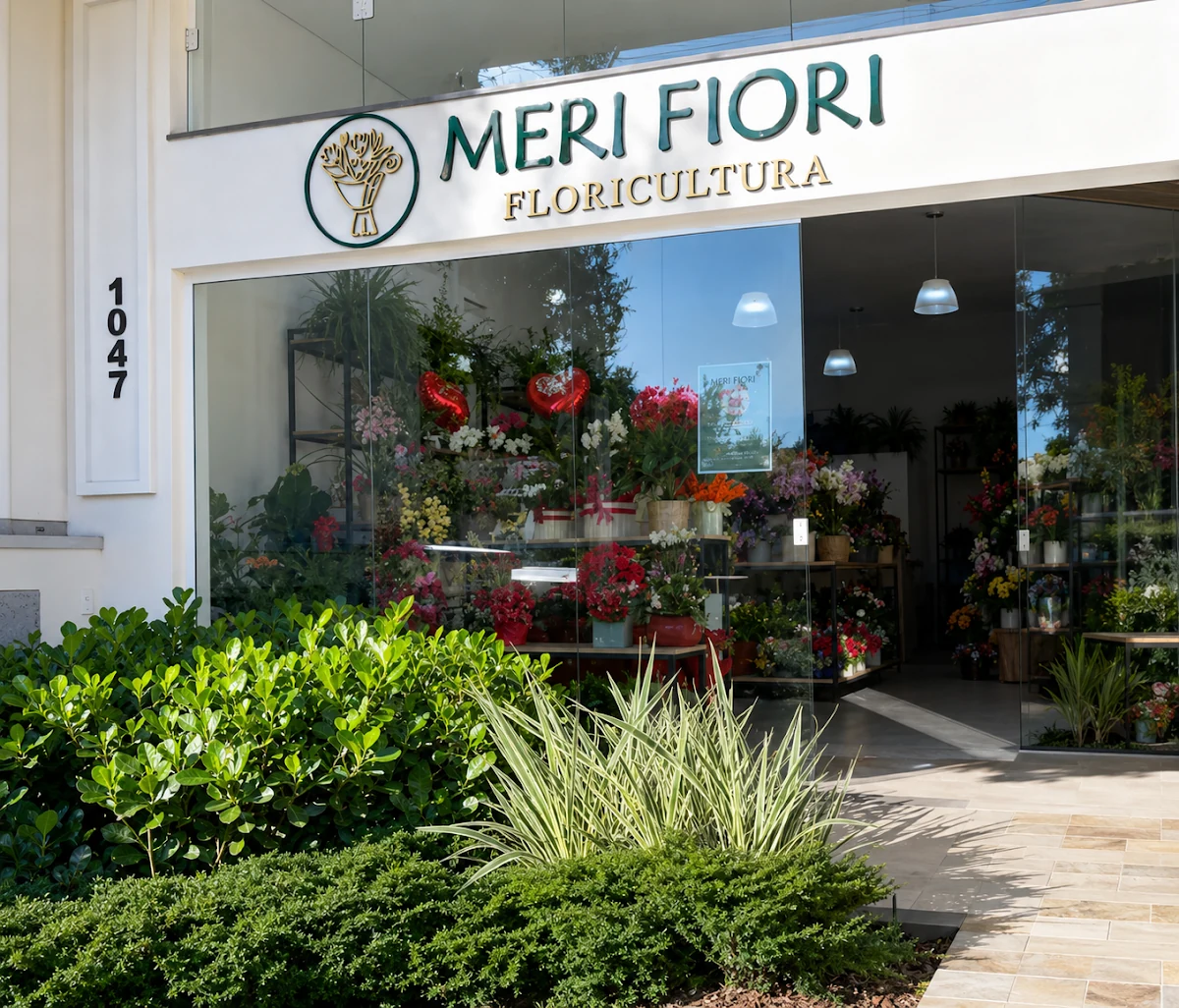 Fachada da Meri Fiori Floricultura em Dois Irmãos